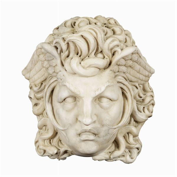 Medusa head in white marble