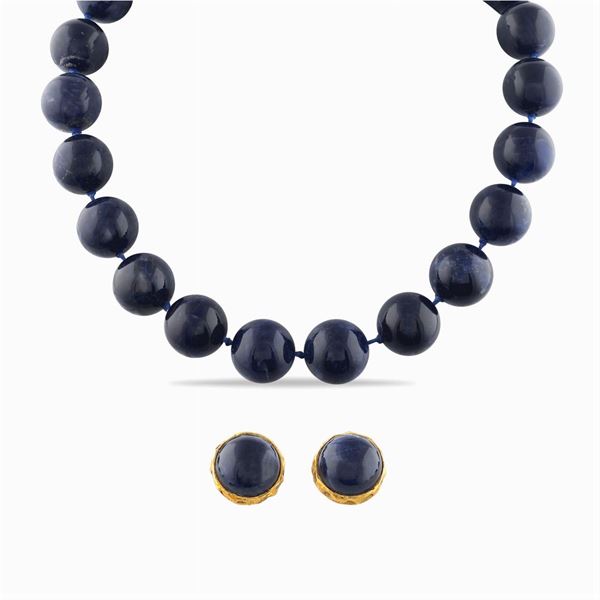 Parure in oro giallo 18kt e sodalite