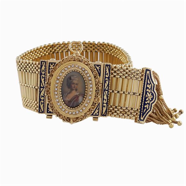 Bracciale vittoriano a fibbia in oro giallo 14kt
