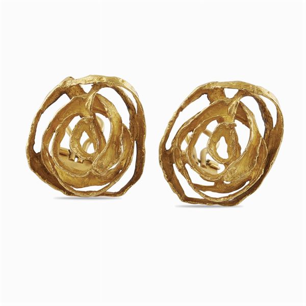 Fausto Maria Franchi, sculpture earrings  (Rome, signed)  - Auction Fine jewels and watches, silver and coptic textile fragments - Colasanti Casa d'Aste