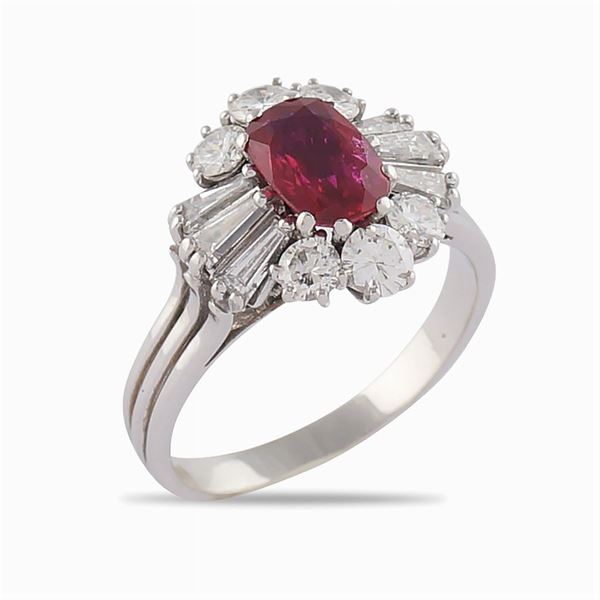 18kt white gold and ruby ring