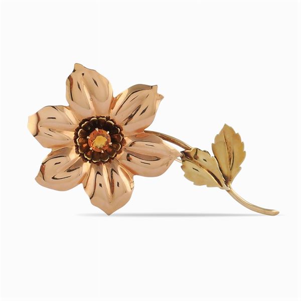 Tiffany & Co, a floral pattern brooch  (signed, 1040/50ies)  - Auction Fine jewels and watches, silver and coptic textile fragments - Colasanti Casa d'Aste