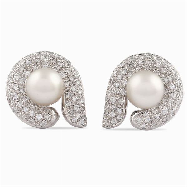 18kt white gold and cultivated pearls earrings  - Auction Fine jewels and watches, silver and coptic textile fragments - Colasanti Casa d'Aste