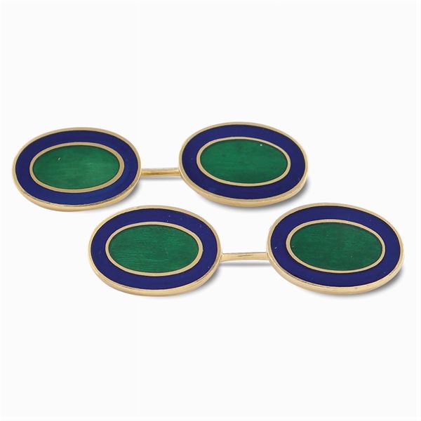 18kt gold oval cufflinks  (1940/50ies)  - Auction Fine jewels and watches, silver and coptic textile fragments - Colasanti Casa d'Aste