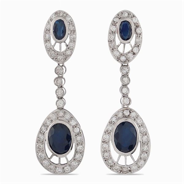 18kt white gold pendant earrings  - Auction Fine jewels and watches, silver and coptic textile fragments - Colasanti Casa d'Aste
