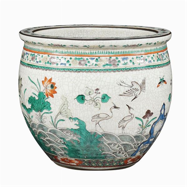 A porcelain fish bowl