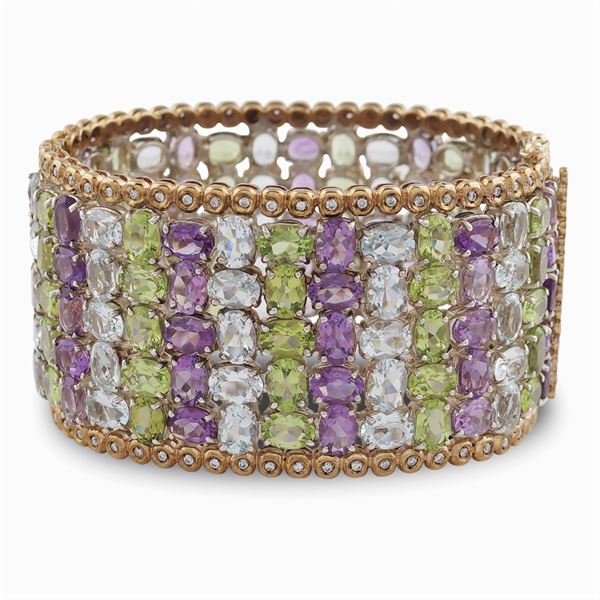 14kt rose and white gold bangle bracelet