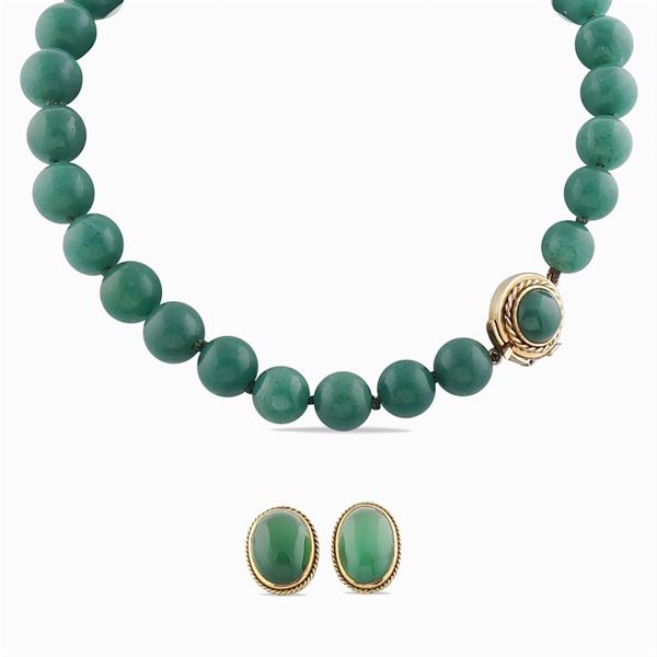 Parure in oro giallo 18kt e giadeite