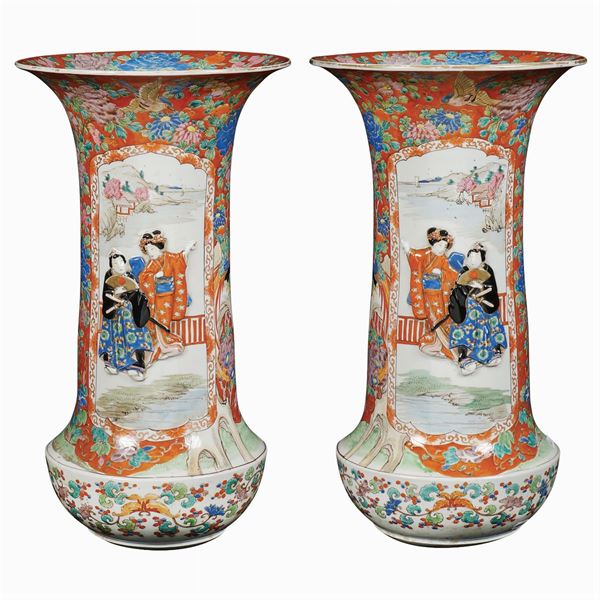 A pair of porcelain vases