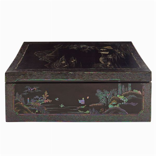 A large black laquer box