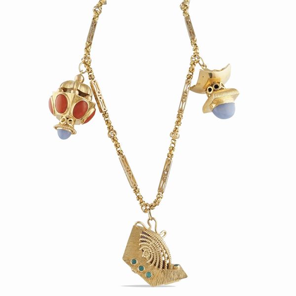 Lunga collana in oro giallo 14kt