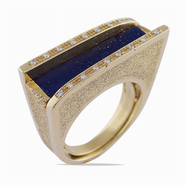 Anello in oro giallo brillantinato 18kt
