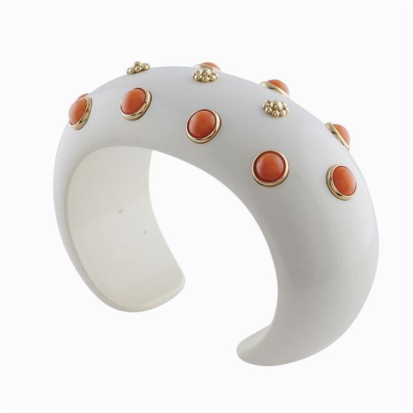 Bracciale manetta in bachelite bianca