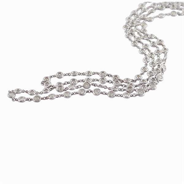 18kt white gold and diamond long necklace