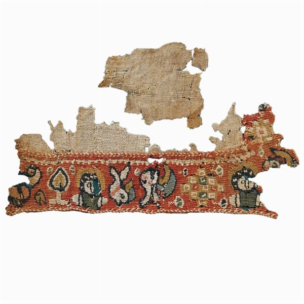 Frammento di tessuto Copto  (Egitto, prima epoca islamica 641 d.C. al IX Sec.)  - Asta GIOIELLI |OROLOGI ARGENTI - Colasanti Casa d'Aste