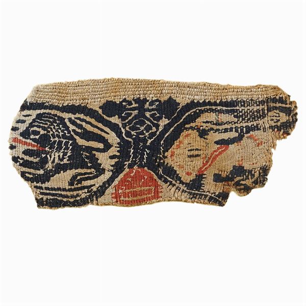 Coptic textile fragment  (Egypt, early Islamic period 641 A.D - 9th century)  - Auction Fine jewels and watches, silver and coptic textile fragments - Colasanti Casa d'Aste