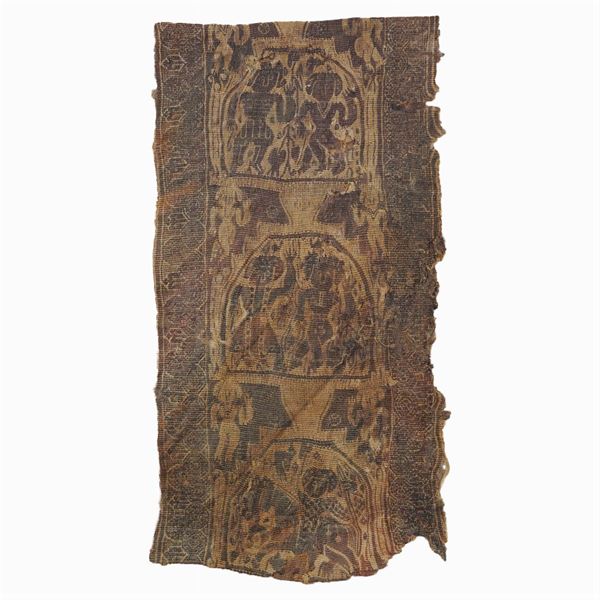 Frammento di tessuto Copto  (Egitto, prima epoca islamica 641 d.C. al IX Sec.)  - Asta GIOIELLI |OROLOGI ARGENTI - Colasanti Casa d'Aste