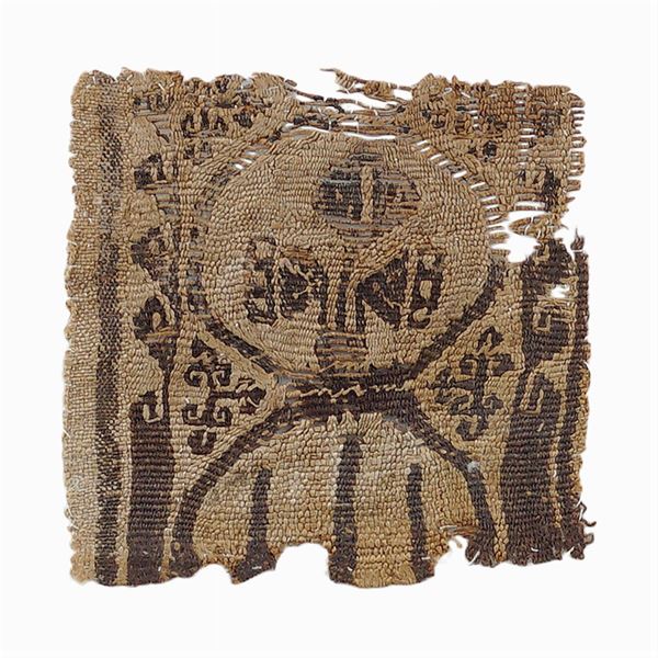 Frammento di tessuto Copto  (Egitto, prima epoca islamica 641 d.C. al IX Sec.)  - Asta GIOIELLI |OROLOGI ARGENTI - Colasanti Casa d'Aste