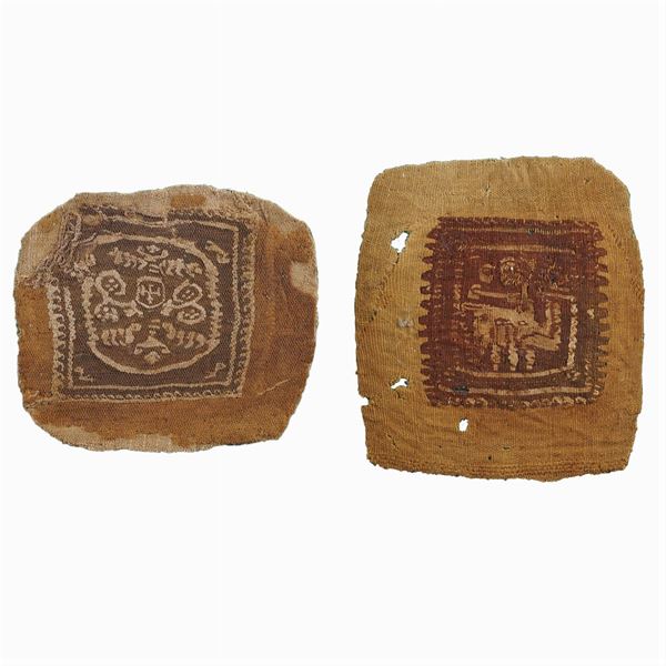 Due frammenti di tessuto Copto  (Egitto, prima epoca islamica 641 d.C. al IX Sec.)  - Asta GIOIELLI |OROLOGI ARGENTI - Colasanti Casa d'Aste