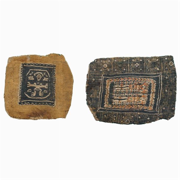 Due frammenti di tessuto Copto  (Egitto, piena epoca islamica X-XII Sec.)  - Asta GIOIELLI |OROLOGI ARGENTI - Colasanti Casa d'Aste