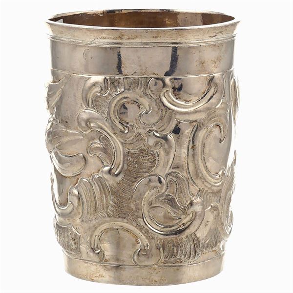A silver glass