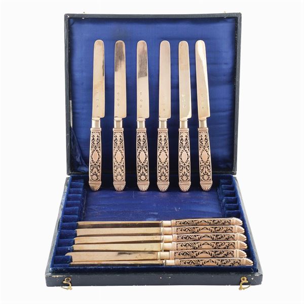 Set di 12 coltelli in argento vermeil