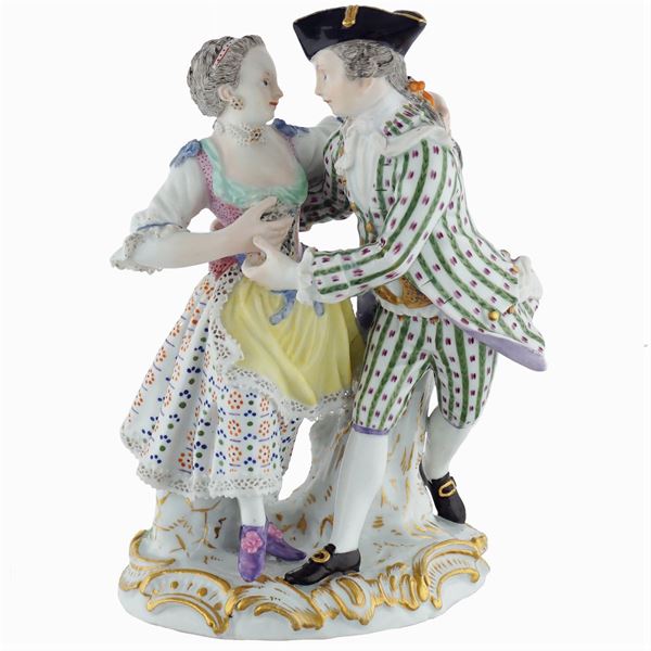 Meissen, a group in polychrome porcelain