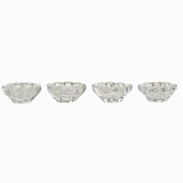 Daum, four small crystal salt cellars