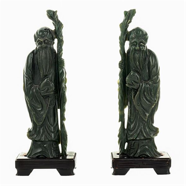 Pair of jade figures