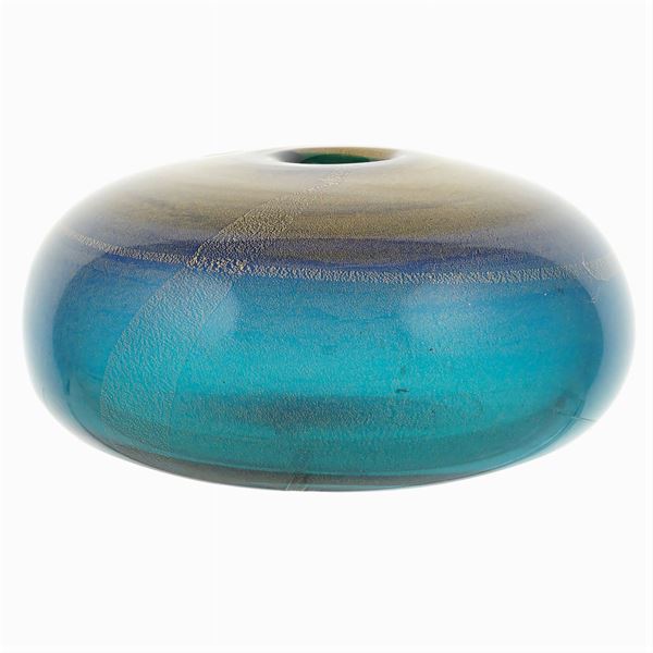 Venini, vaso Sommerso in vetro foglia oro