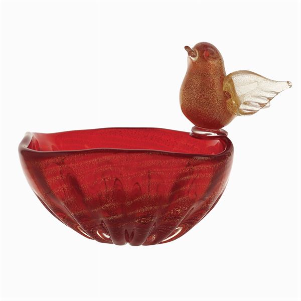 Dior, posacenere in vetro rosso e oro  (Francia, XX Sec.)  - Asta DESIGN | ARTI DECORATIVE DEL 900 - Colasanti Casa d'Aste