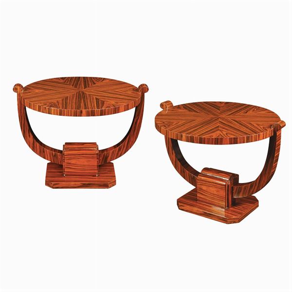 A pair of Decò style tables in palissander