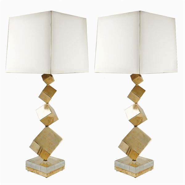A pair of brass table lamps  (France, 20th century)  - Auction Design - modern and contemporary art - Colasanti Casa d'Aste