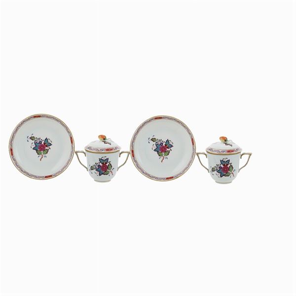 Herend, polychrome porcelain table service  (for Candida Tupini - Roma, 20th century)  - Auction FINE SILVER AND TABLEWARE - Colasanti Casa d'Aste
