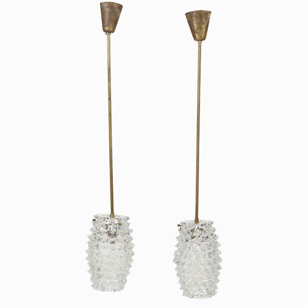 Barovier, a pair of beacked glass chandeliers