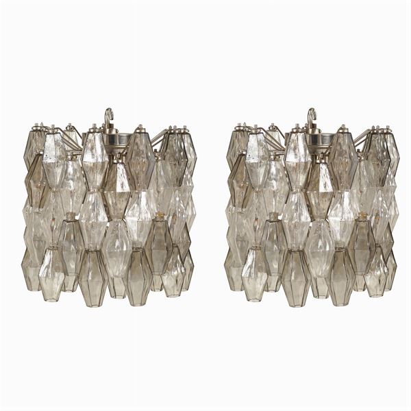 Venini, a pair of "Poliedri" series chandeliers
