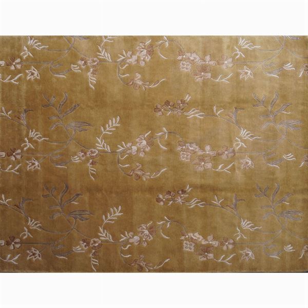 Tappeto decorativo annodato a mano in lana e viscosa