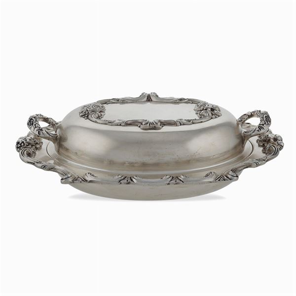Two handled silver plated metal vegetable dish