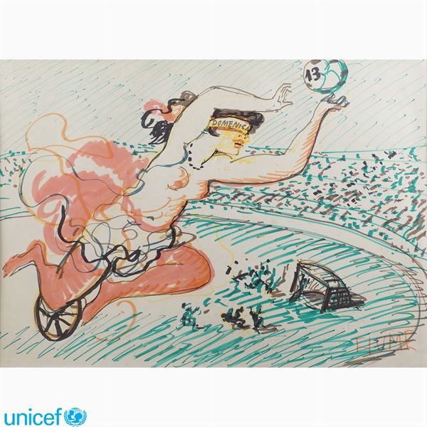 Salvatore Fiume : Salvatore Fiume  (Cosimo 1915 - Milano 1997)  - Asta OPERE PROVENIENTI DA DONAZIONI UNICEF - Colasanti Casa d'Aste