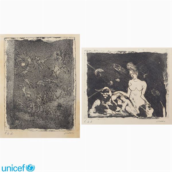 Mino Maccari : Mino Maccari  (Siena 1898 - Roma 1989)  - Asta OPERE PROVENIENTI DA DONAZIONI UNICEF - Colasanti Casa d'Aste
