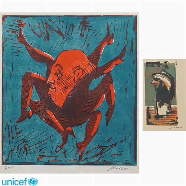 Mino Maccari : Mino Maccari  (Siena 1898 - Roma 1989)  - Asta OPERE PROVENIENTI DA DONAZIONI UNICEF - Colasanti Casa d'Aste