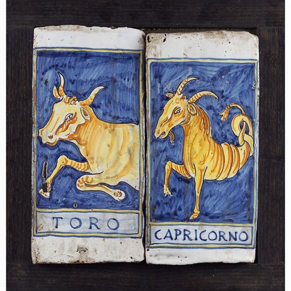 Coppia di placche in ceramica