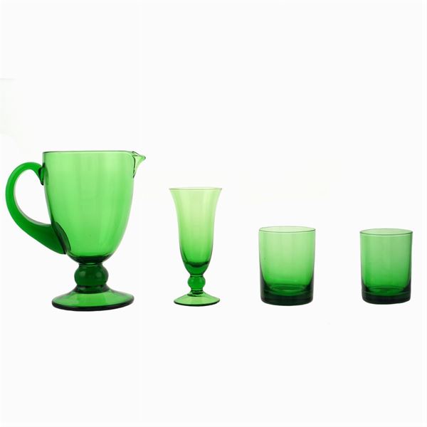 Servizio di bicchieri "tumbler" in vetro verde  (XX Sec.)  - Asta OPERE PROVENIENTI DA DONAZIONI UNICEF - Colasanti Casa d'Aste