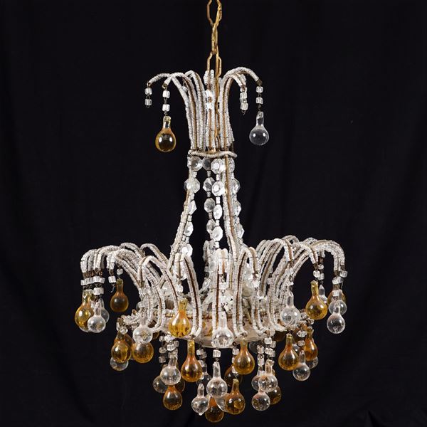 A three lights hanging chandelier  (Italy, 20th century)  - Auction Online auction with selected works of art from Unicef donations (lots 1 -193) - Colasanti Casa d'Aste