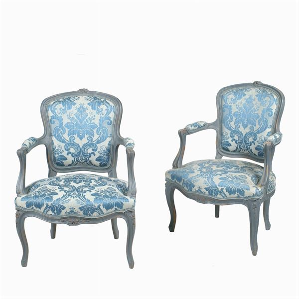 Pair of  lacquered  wood  armchairs