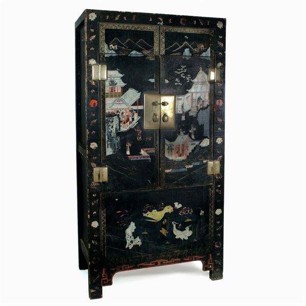 A painted wooden closet