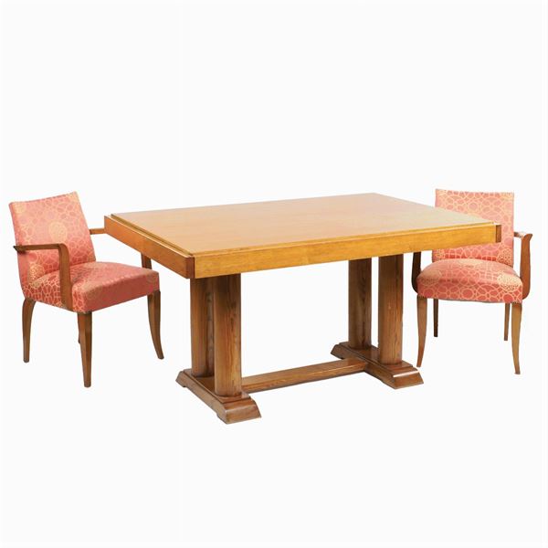A Decò ashwood extendible table  (France, 20th century)  - Auction modern and contamporary art - 20th century decorative arts - Colasanti Casa d'Aste