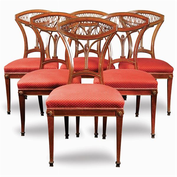 Six mahogany chairs  (France, late 19th century)  - Auction Fine Art From a Tuscan Property - Colasanti Casa d'Aste