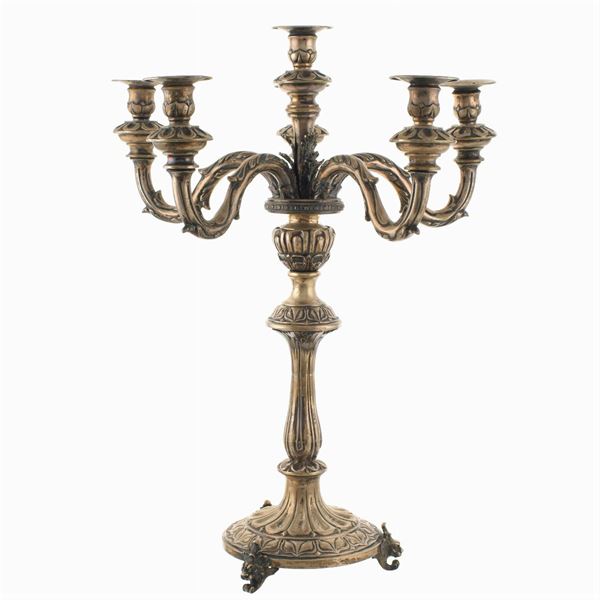 Six lights silver chandelier  (Italia, bollo Fascio 1930/40ies)  - Auction FINE SILVER AND TABLEWARE - Colasanti Casa d'Aste