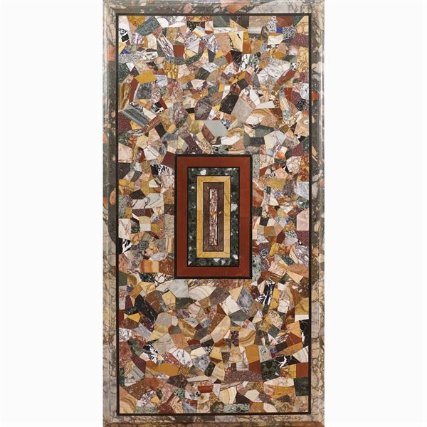 Piano rettangolare in marmi commessi policromi  (Italia, XX Sec.)  - Asta FINE ART DA UNA DIMORA TOSCANA  - Colasanti Casa d'Aste